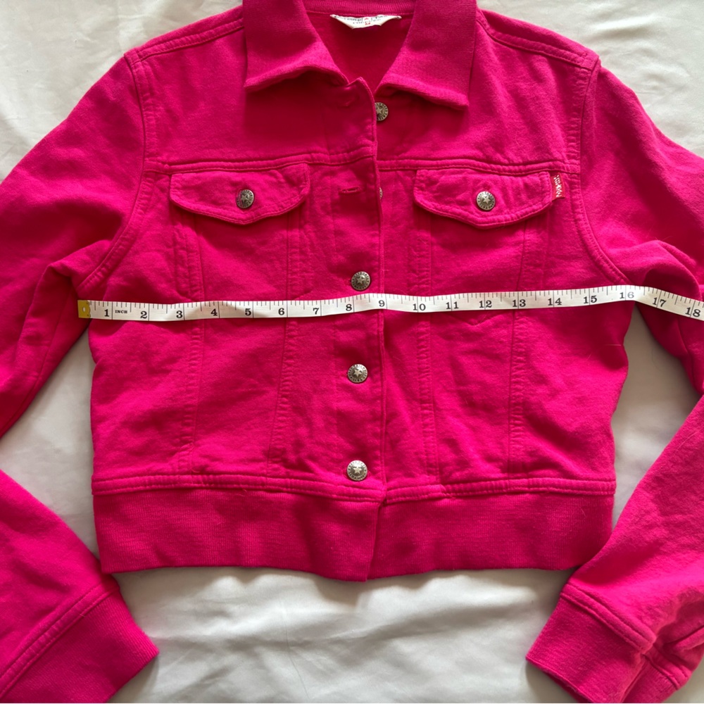 Hard Tail Forever Cropped Button Front Bright Pin… - image 7